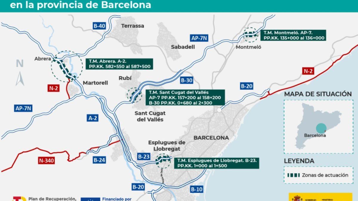 Las obras de protección acústica en cuatro vías de Barcelona