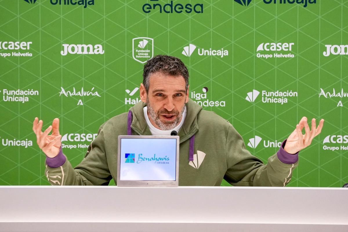 Ibon Navarro, este viernes en rueda de prensa antes del Unicaja-Real Madrid.