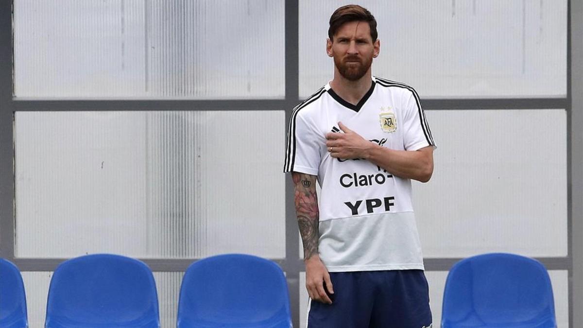 Messi, en el entrenamiento previo al choque ante Croacia
