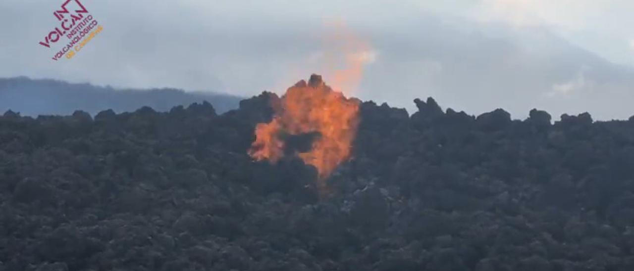 Colada de lava del volcán de La Palma en el entorno de la montaña de La Laguna