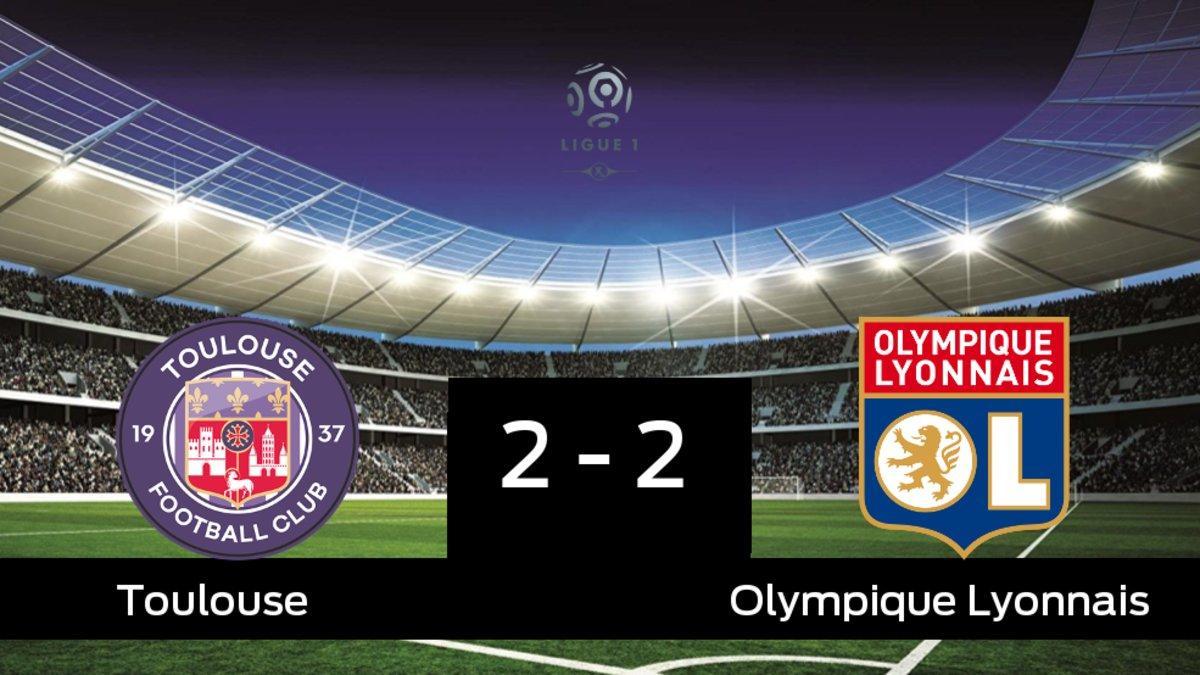 El Olympique Lyonnais consigue un empate a dos frente al Toulouse