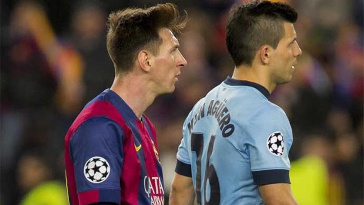 Leo Messi y Kun Agüero en la eliminatoria de la Champions 2014-15 entre Barça y Manchester City