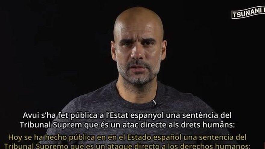 Guardiola pone voz a las demandas del Tsunami Democràtic