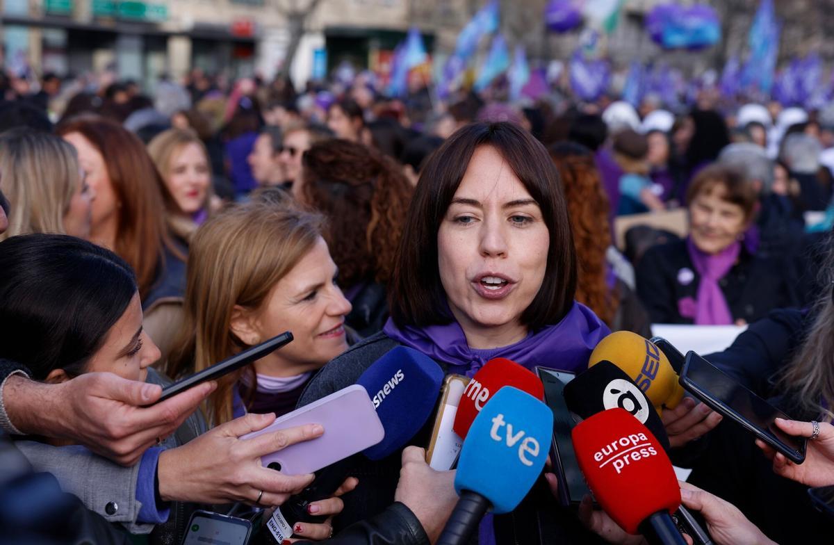 La líder del PSPV y ministra de Ciencia, Diana Morant, en la marcha del 8M.