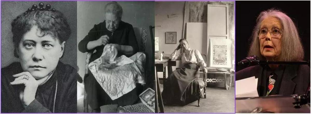 De izquierda a derecha: Helena Blavatsky, Josefa Tolrà, Hilma af Klint y Anne Carson.