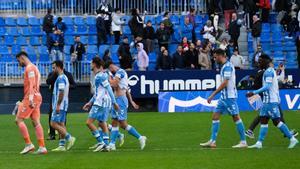 Los jugadores del Málaga CF, en un partido de la temporada. 
