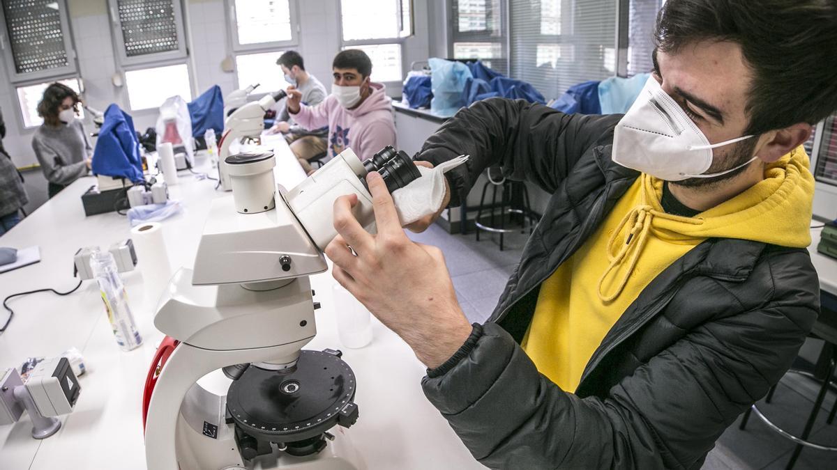 Los alumnos de Geología se reencuentran con el microscopio tras meses de clases “online”