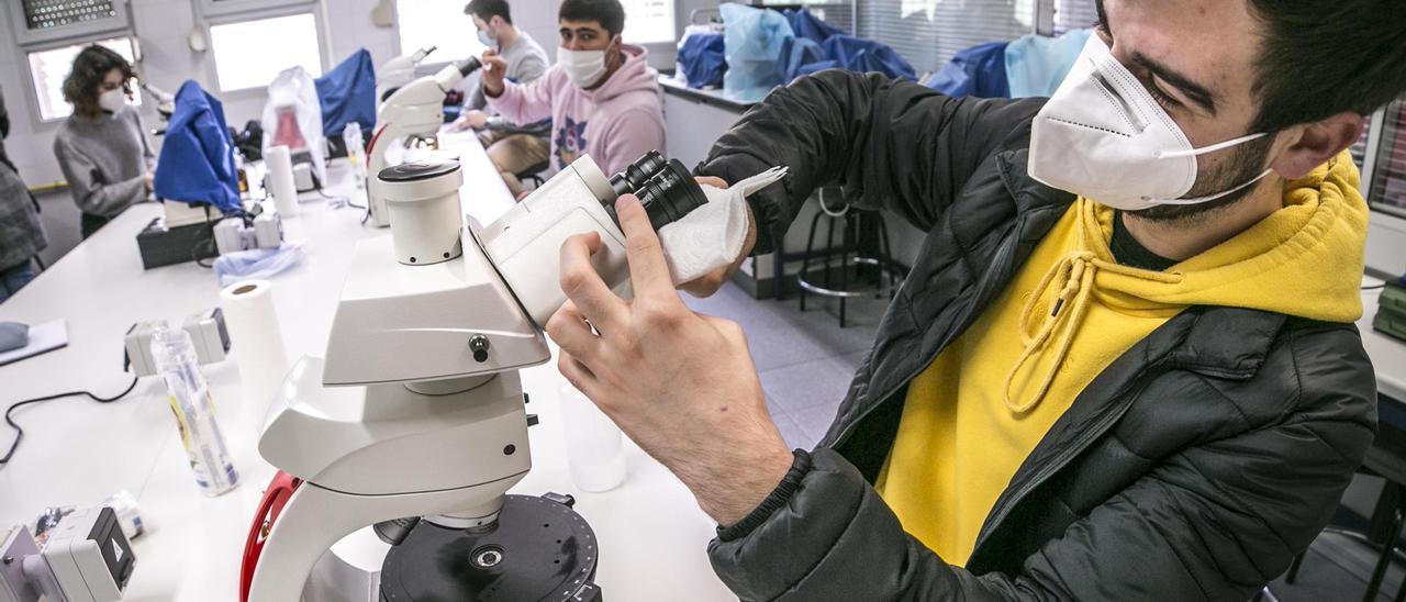 Los alumnos de Geología se reencuentran con el microscopio tras meses de clases “online"