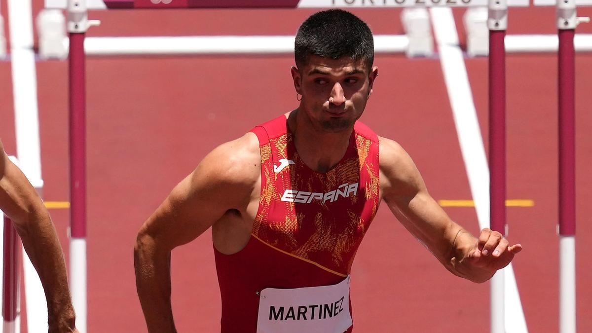 Asier Martínez, en un momento de la final de los 110 metros vallas.