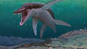 El pliosaurio megadepredador más antiguo, Lorrainosaurus, recreado en el antiguo mar del Jurásico Medio, que cubría lo que hoy es el norte de Francia hace 170 millones de años.