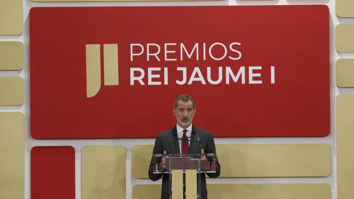 El Rey Felipe VI durante su discurso en los Premis Jaume I