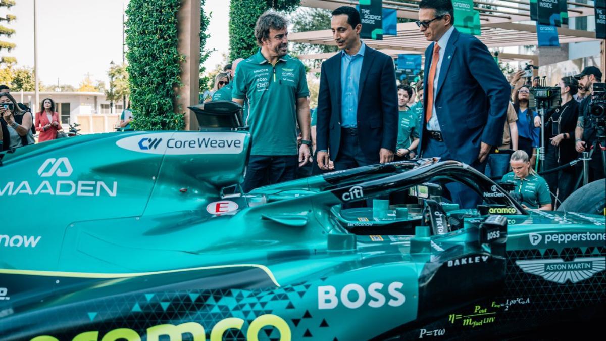 Alonso, durante la presentación en Houston