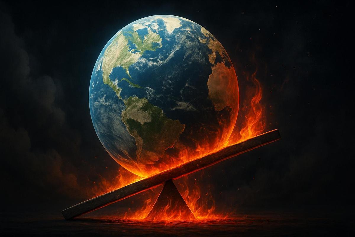 Recreación artística del desequlibrio energético que afecta al planeta como consecuencia del calentamiento global.