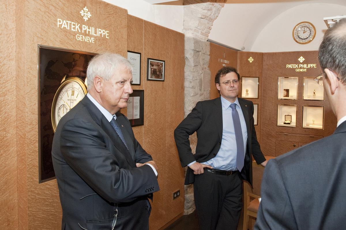 El presidente de Patek Philippe, Thierry Stern, junto a Pere Quera Serras en su visita a QUERA Girona en 2012.