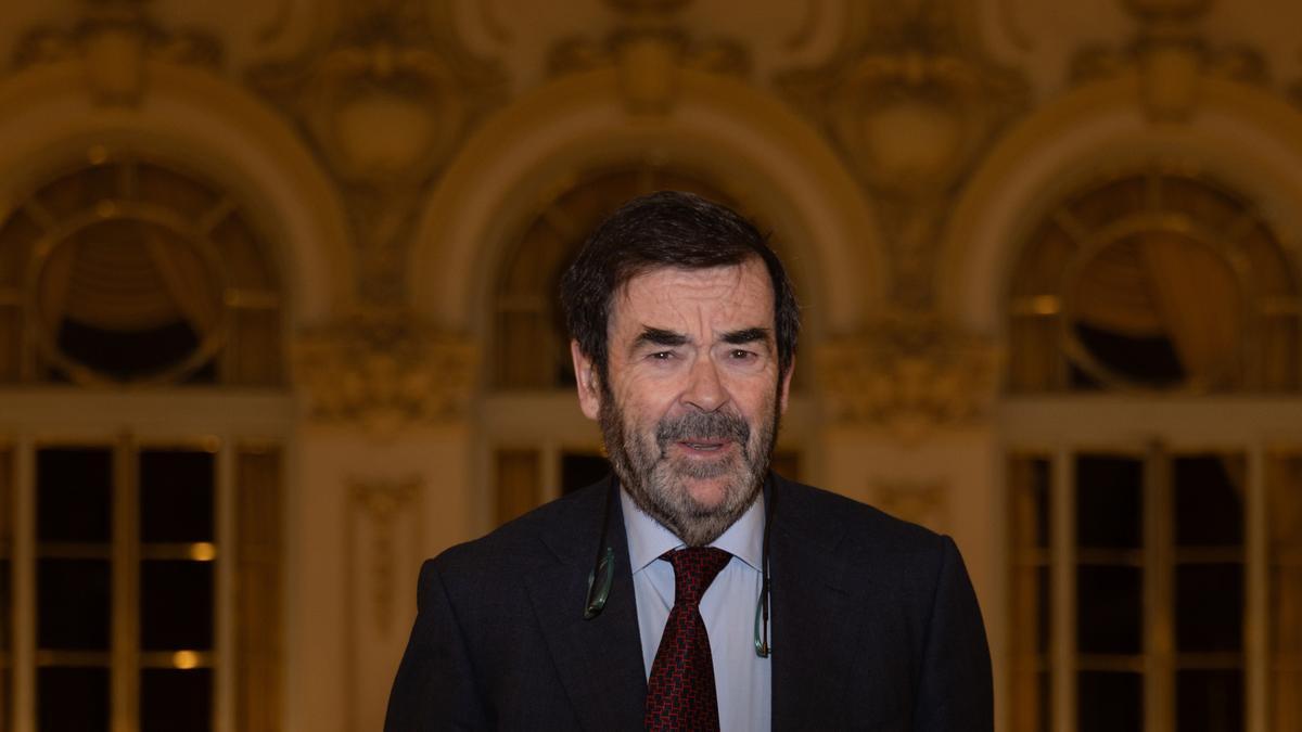 El Presidente del Consejo General del Poder Judicial, Vicente Guilarte, durante un desayuno informativo organizado por Fórum Europa, en el Real Casino Gran Círculo de Madrid, a 21 de febrero de 2024, en Madrid (España).