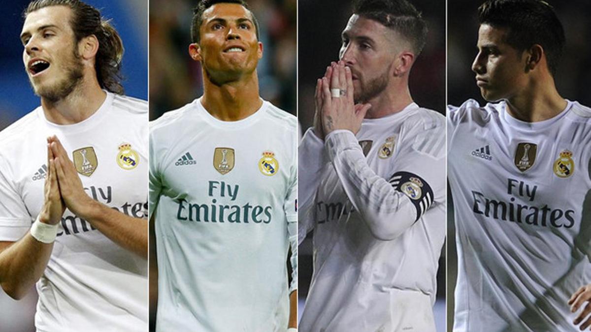 Bale, Cristiano Ronaldo, Sergio Ramos y James Rodríguez están en el punto de mira de la directiva del Madrid