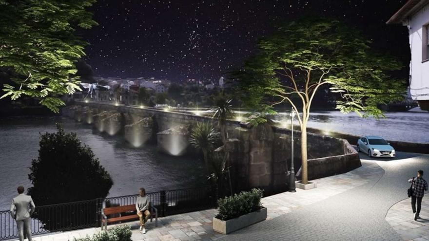 Recreación de la iluminación prevista en el puente.
