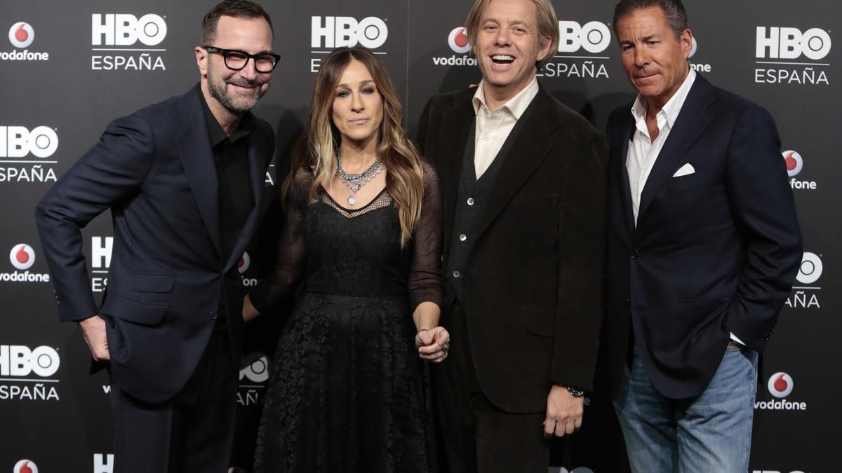 Sara Jessica Parker, Jaime Costos y Michael Smith en la fiesta de HBO España