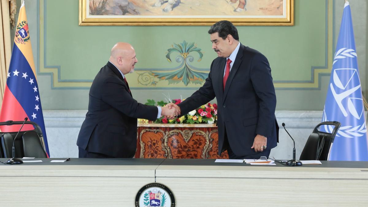 Nicolás Maduro y Karim Khan, representante del TPI, en Caracas