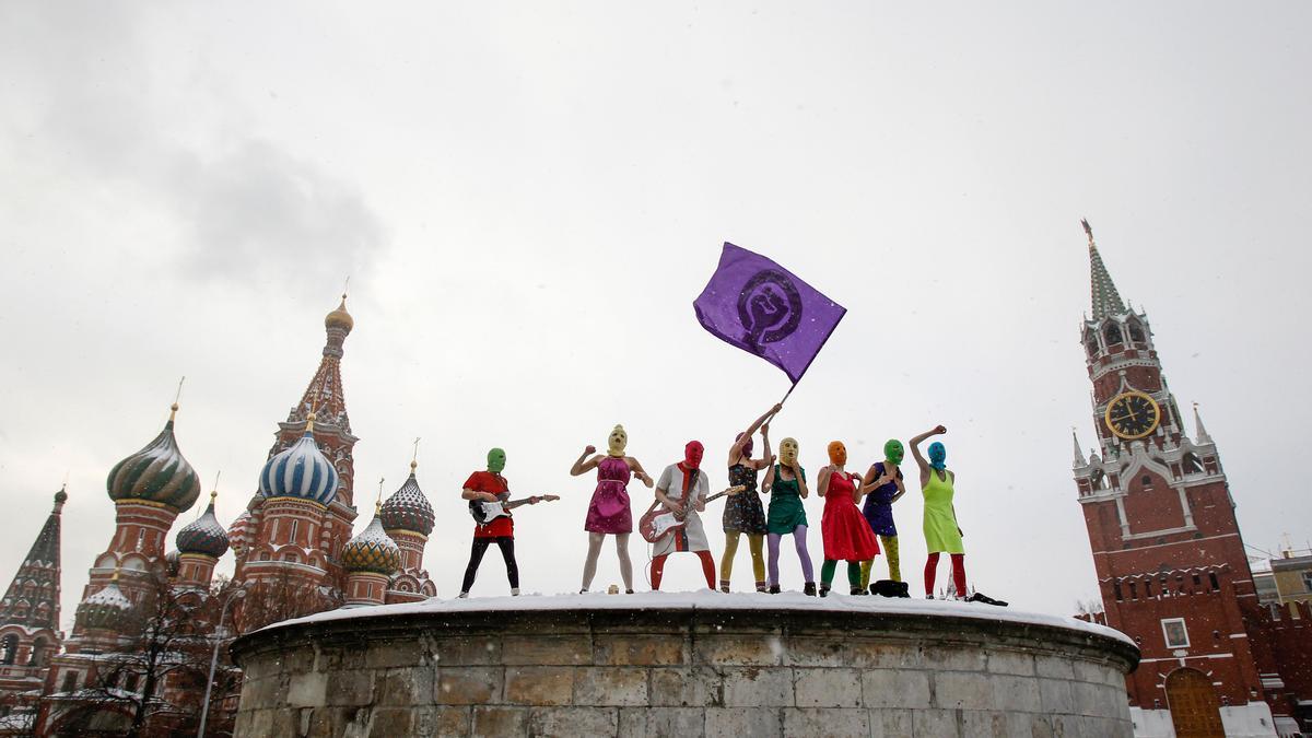 Las Pussy Riot, en un acto protesta en Moscú.