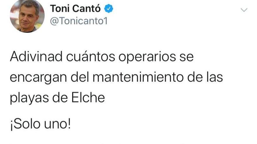 Toni Cantó confunde las playas de Alicante con las de Elche en un ataque fallido al PSOE ilicitano