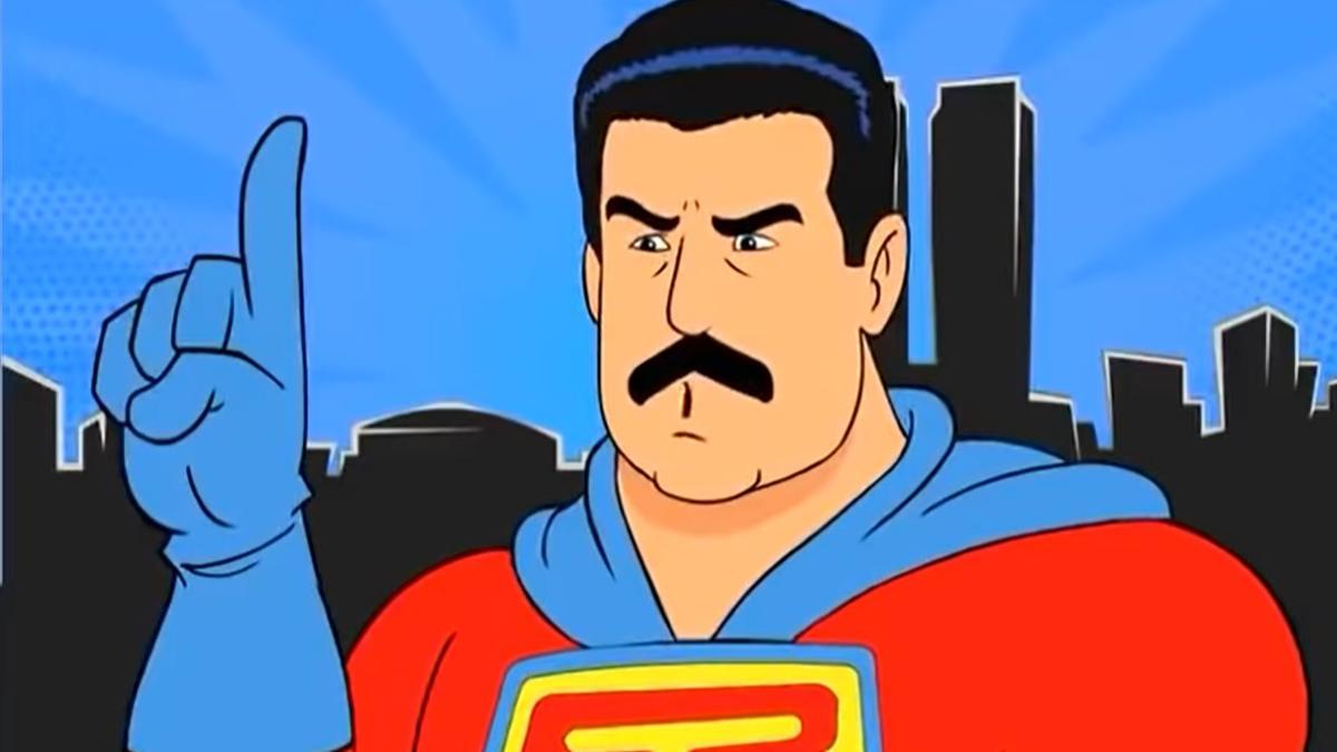 Súper Bigote, el superhéroe de Venezolana de Televisión inspirado en el presidente Nicolás Maduro.