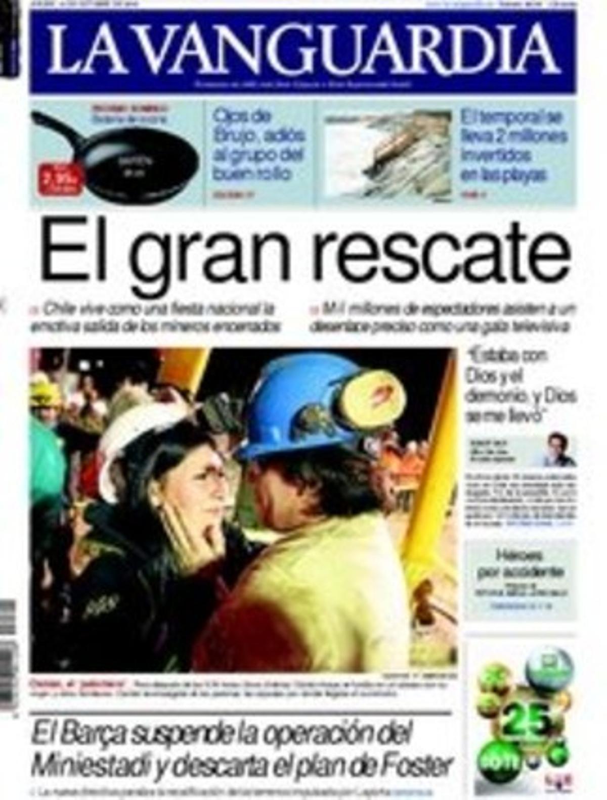 ’La Vanguardia’ rememora a dins les últimes hores de Lluís Companys al complir-se els 70 anys de l’execució del president de la Generalitat al castell de Montjuïc. També destaca que José Luis Rodríguez Zapatero ha encarregat a Octavio Granado --un dels noms que sonen per substituir Celestino Corbacho al Ministeri de Treball-- que recompongui el diàleg social.