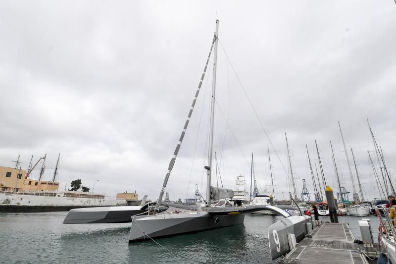 11-11-19 LAS PALMAS DE GRAN CANARIA. MUELLE DE CLUB NAUTICO. LAS PALMAS DE GRAN CANARIA. Trimaran multicasco que aquiere batir el recor de la vuelta al mundo atracado en la Marina del Real Club Nautico de Las Palmas de Gran Canaria. Fotos: Juan Castro.  | 11/11/2019 | Fotógrafo: Juan Carlos Castro