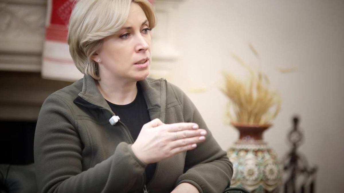 La viceprimera ministra de Ucrania, Iryna Vereshchuk, durante la entrevista.