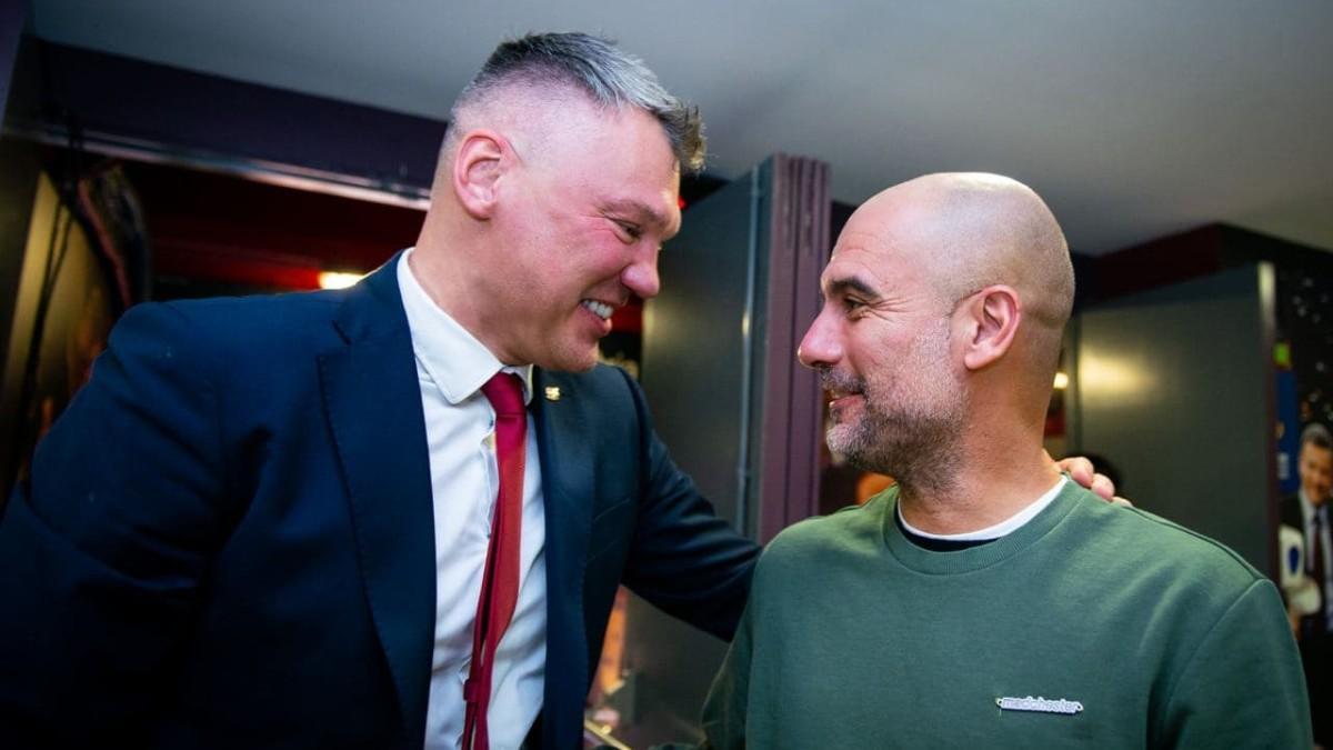 Jasikevicius con Guardiola, hoy en el Palau