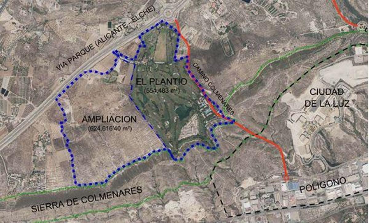 Zona del PIA de Alicante, con la primera fase a la derecha y la nueva a la izquierda.
