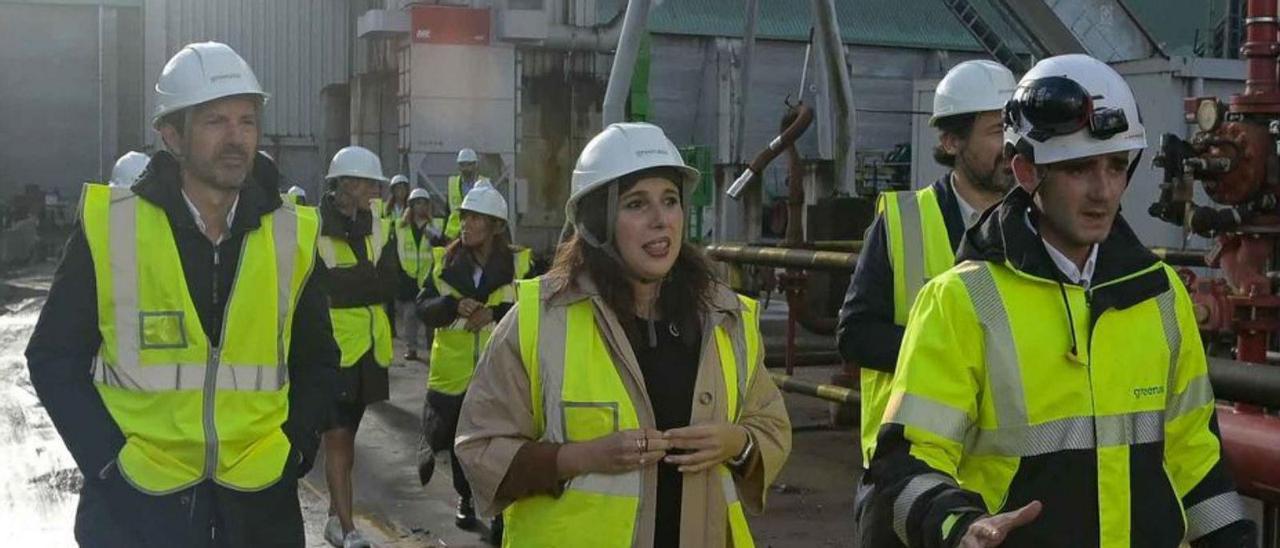 La conselleira de Economía, María Jesús Lorenzana, ayer en las instalaciones de Greenalia en Teixeiro. |   // L. O.