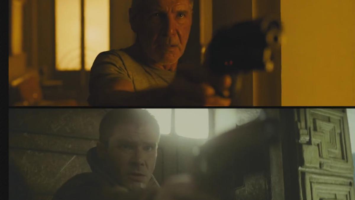 Harrison Ford, como Deckard en 'Blade runner 2049' y en 'Blade runner'.