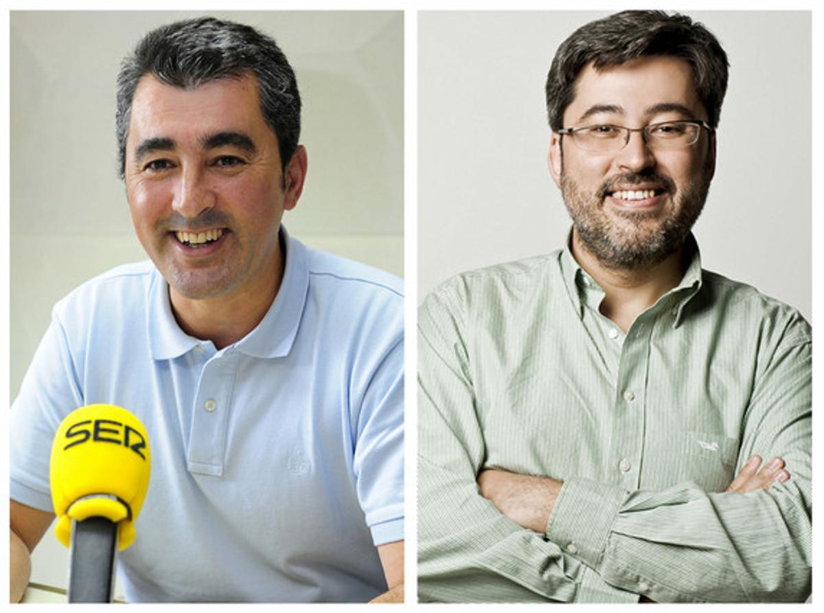 Javier Hoyos (esquerra), nou director deCarrusel Deportivo,i Juanma Ortega (dreta), nou animador del programa. Javier Hoyos (esquerra), nou director deCarrusel Deportivo,i Juanma Ortega (dreta), nou animador del programa.