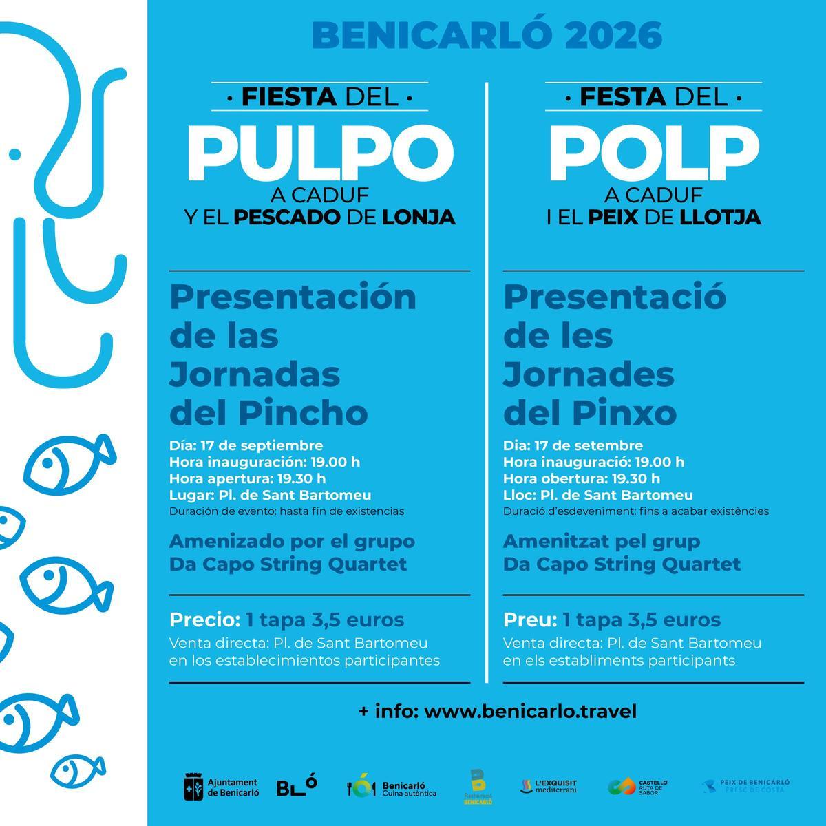 Las Jornadas del Pincho abrirán este jueves la Fiesta del Pulpo en Benicarló.