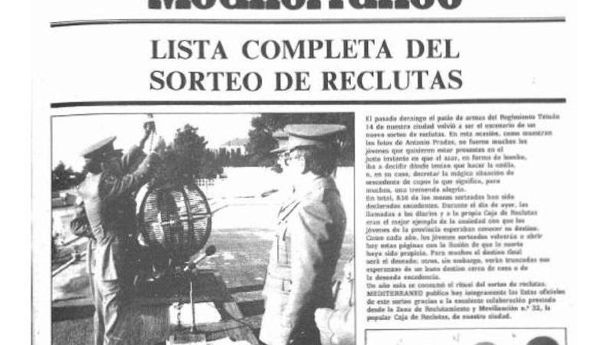 Lista del sorteo de reclutas en 1985.
