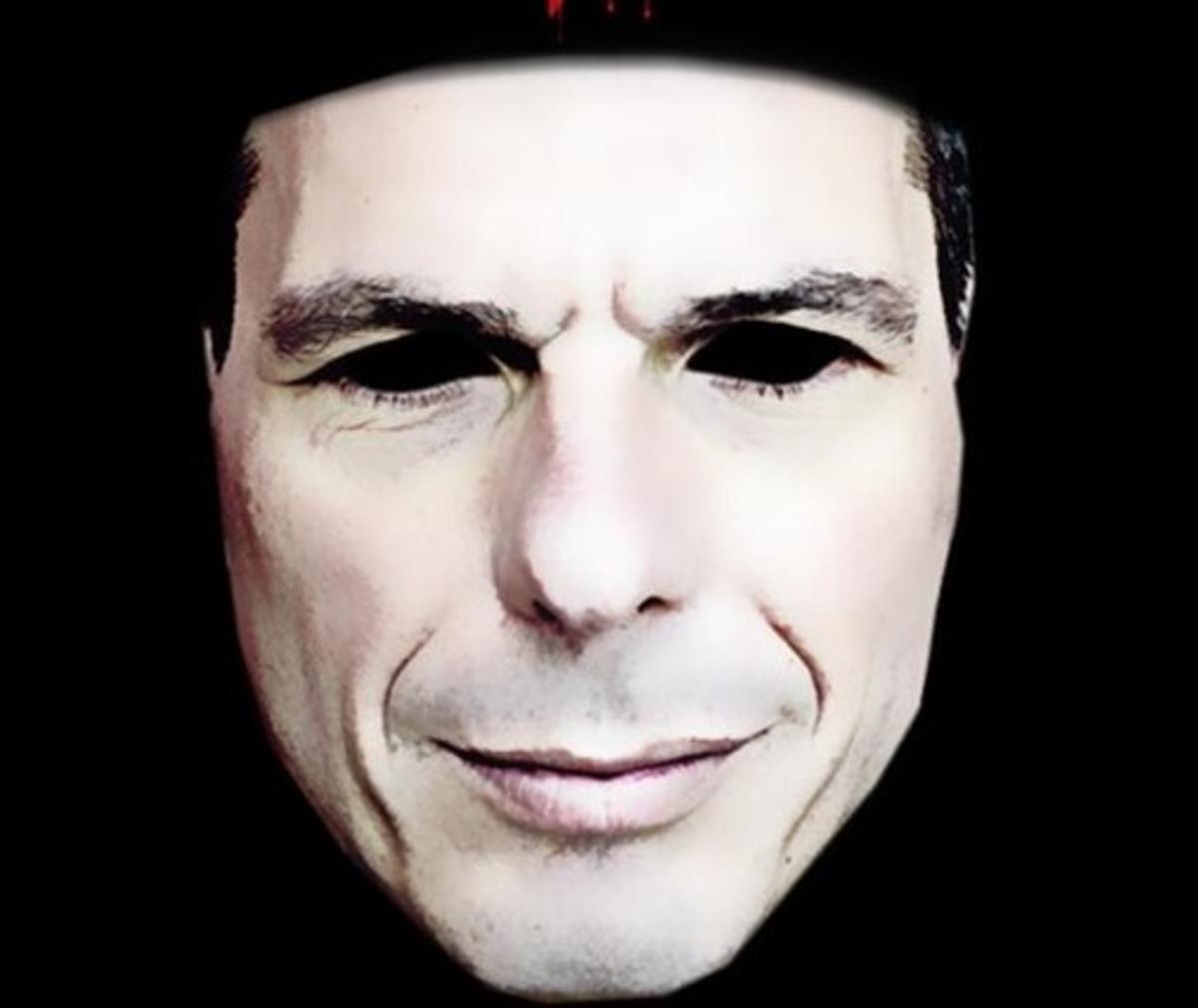 Mem de Varufakis emulant la màscara de la pel·lícula ’V de Vendetta’.