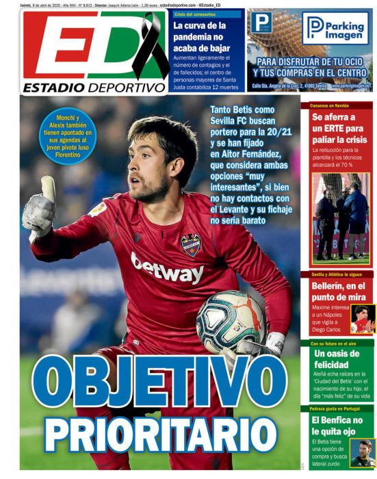 Portada ESTADIO DEPORTIVO jueves 9 abril 2020