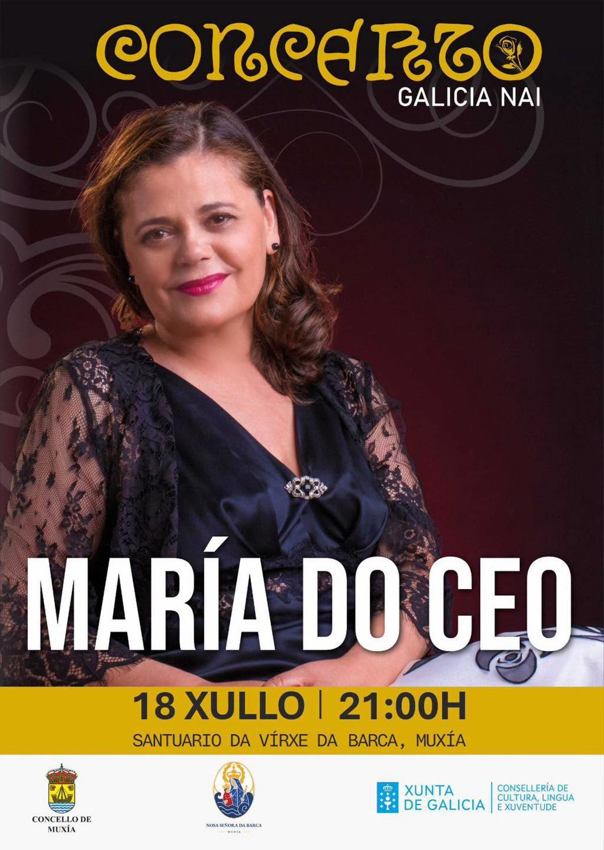 Cartel promocional do concerto de María do Ceo no santuario da Barca.