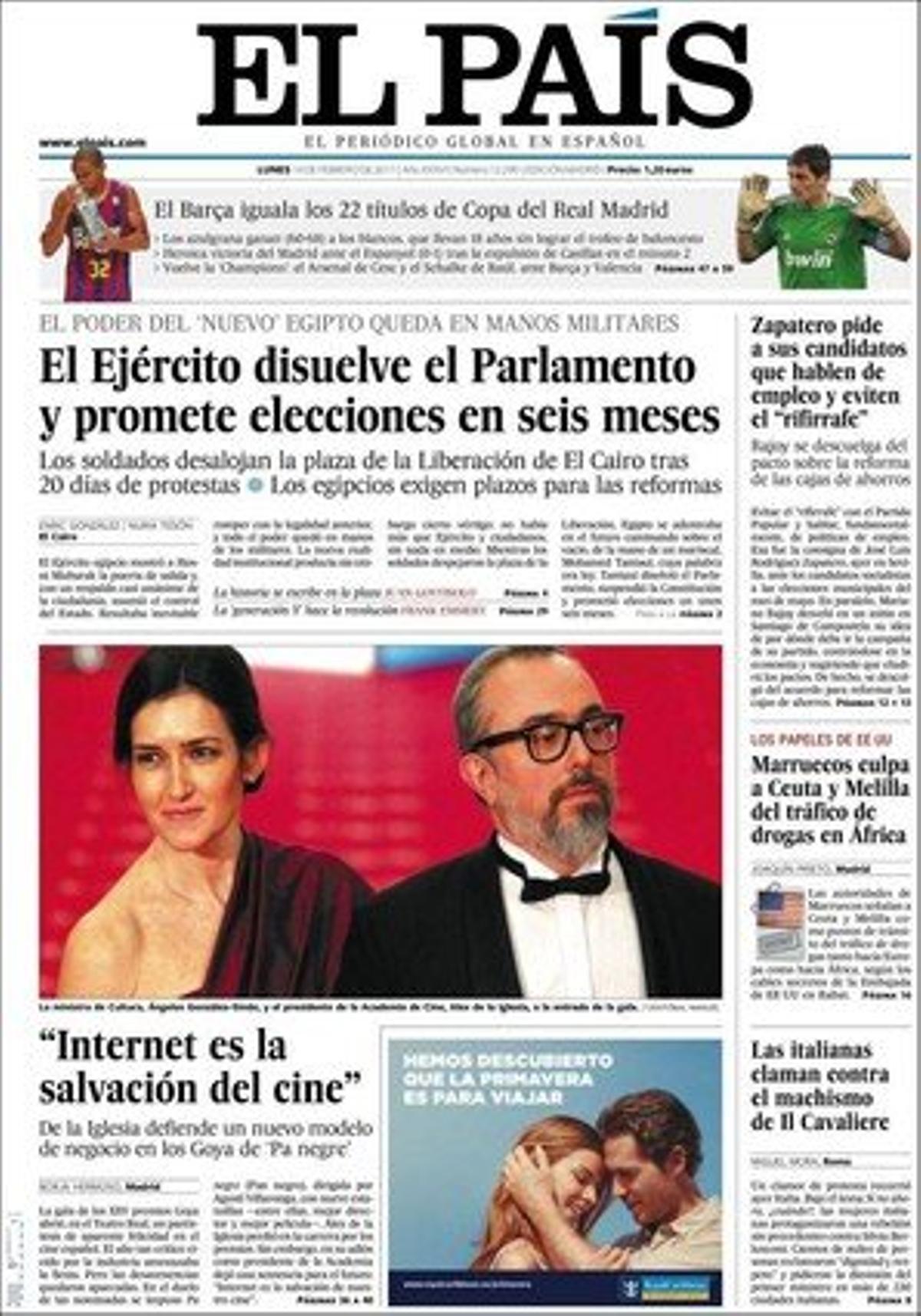 A més, ’El País’ destaca a dins que les sancions a reclusos d’ETA es redueixen al mínim des de la treva; que Hisenda investigarà l’economia submergida en naus i comerços; que la Conselleria de Salut sospesa parar els nous hospitals de Rubí, Montcada, Viladecans i Vilanova; que el conseller Felip Puig ja permet córrer a 120 km/h en els accessos sud de Barcelona, i que la RAE acull la primera filòloga de la seva història.