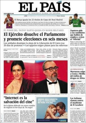 A més, ’El País’ destaca a dins que les sancions a reclusos d’ETA es redueixen al mínim des de la treva; que Hisenda investigarà l’economia submergida en naus i comerços; que la Conselleria de Salut sospesa parar els nous hospitals de Rubí, Montcada, Viladecans i Vilanova; que el conseller Felip Puig ja permet córrer a 120 km/h en els accessos sud de Barcelona, i que la RAE acull la primera filòloga de la seva història.