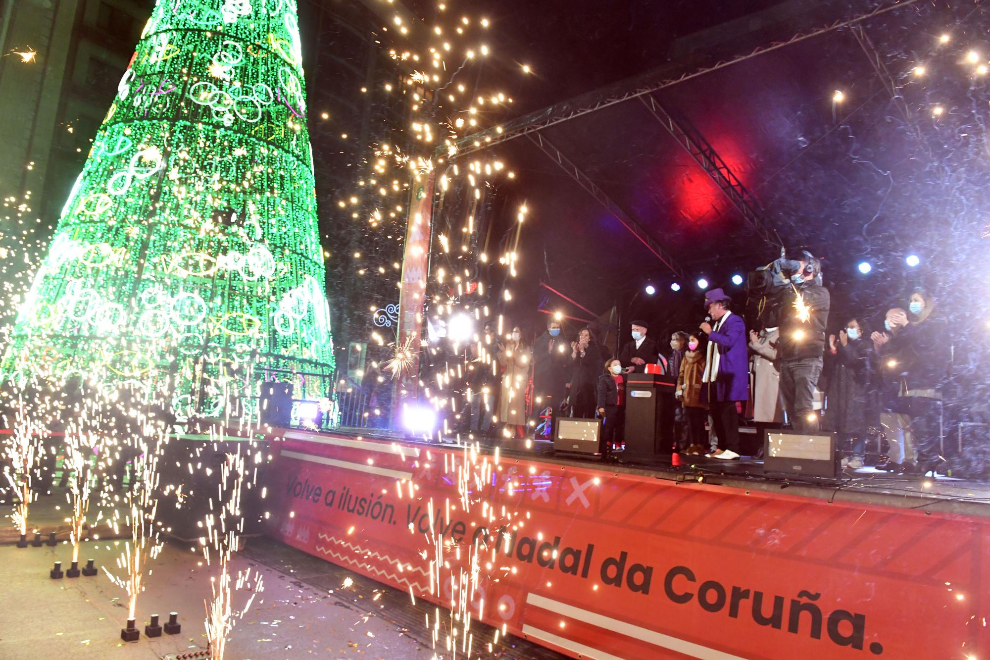 Encendido del alumbrado navideño en A Coruña