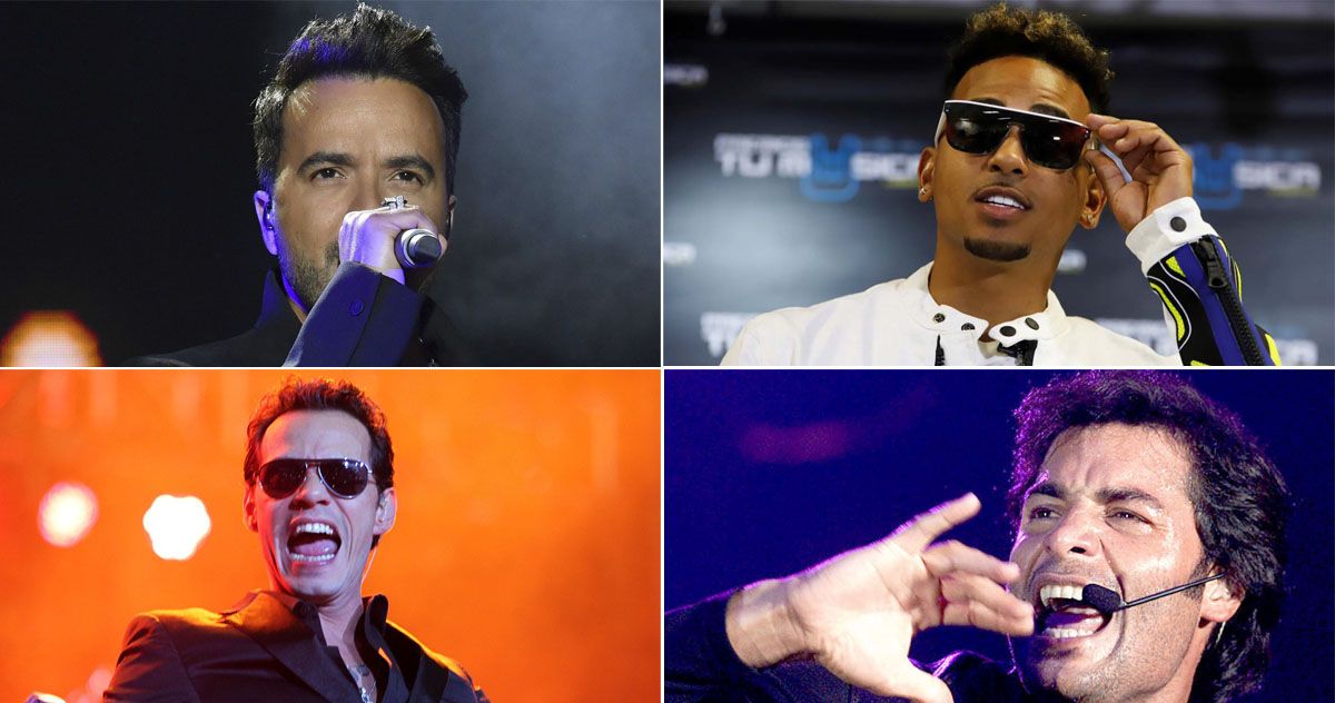 Desde arriba, de izquierda a derecha: Luis Fonsi, Ozuna, Marc Anthony y Chayanne.