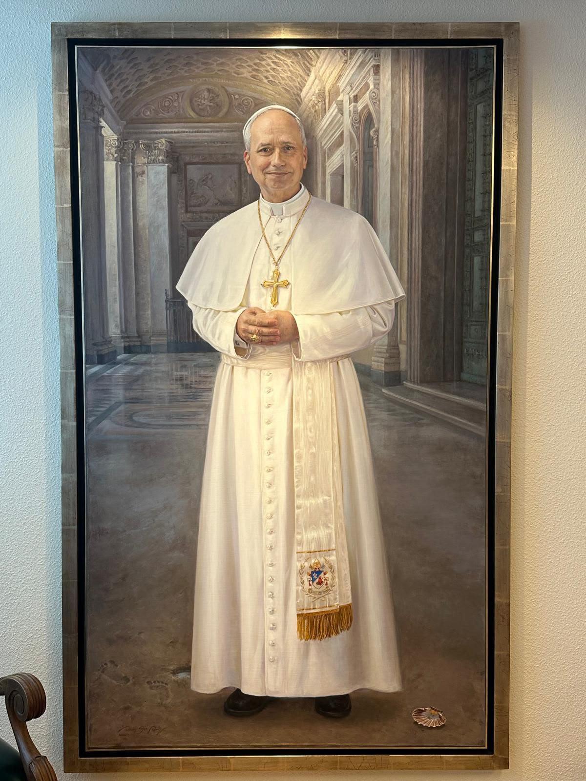 Retrato del Papa León XIV realizado por la cordobesa María José Ruiz.