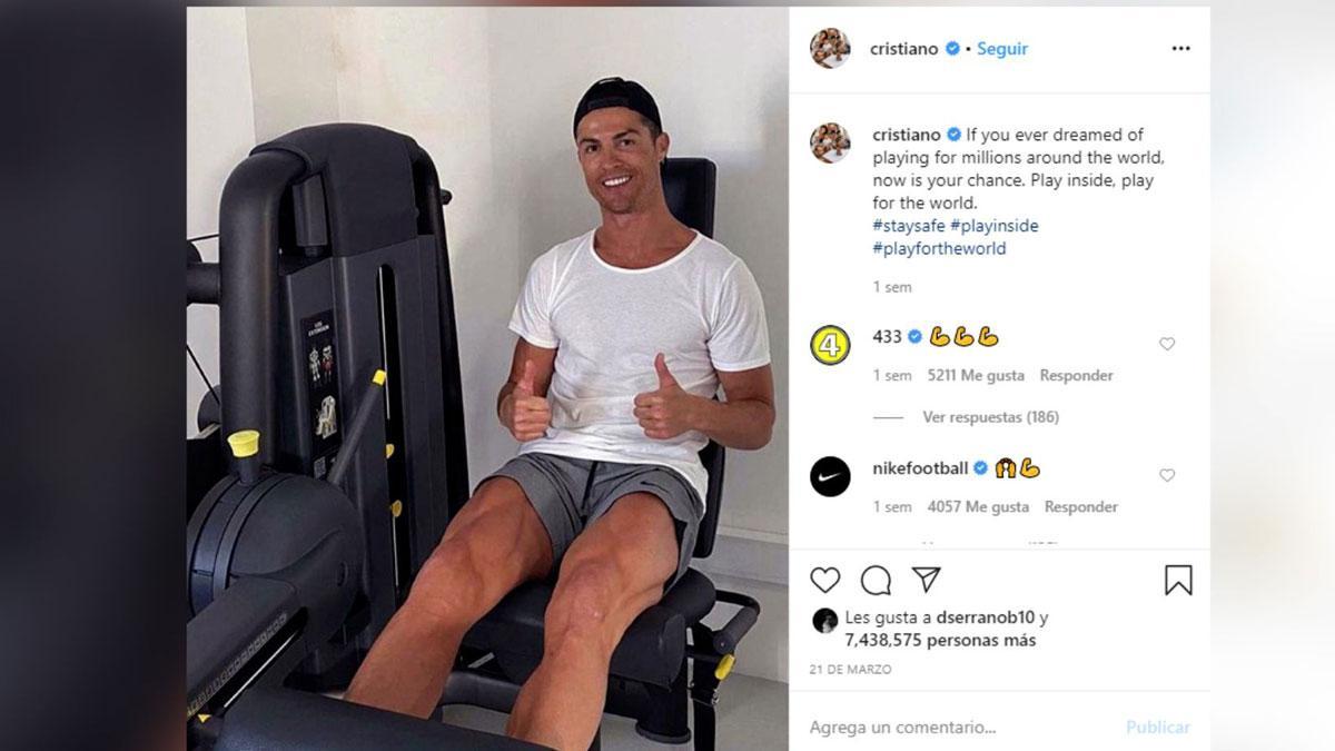 Cristiano Ronaldo pide a sus seguidores que se queden en casa.