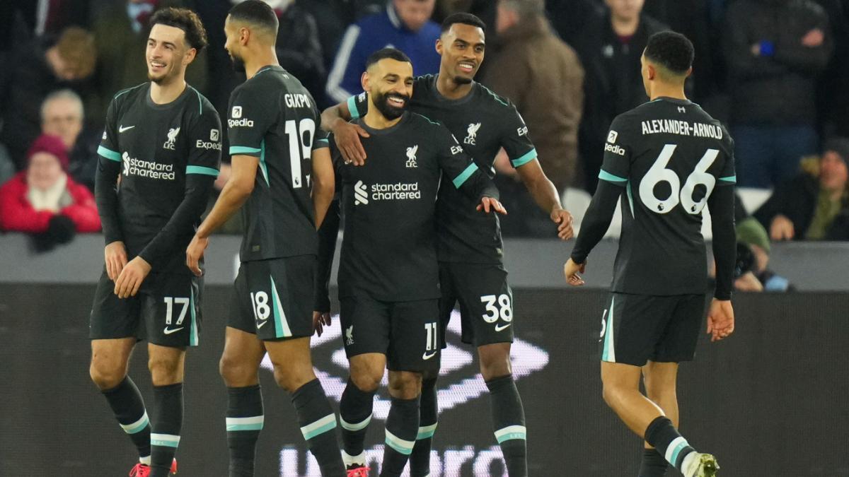 Salah celebra ante el West Ham