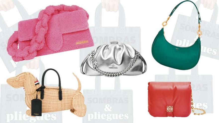 Bolso de Jaquemus. Bolso metalizado de Michael Kors. Bolso media luna de Celine. Bolso de Thom Browne. Bolso Goya Puffer de Loewe.