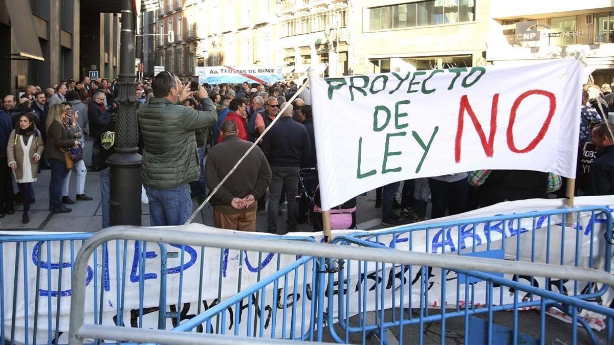 Protesta de taxistas en Madrid