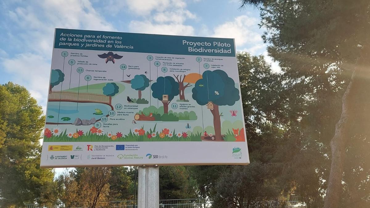 Cartelería de jardines en castellano.