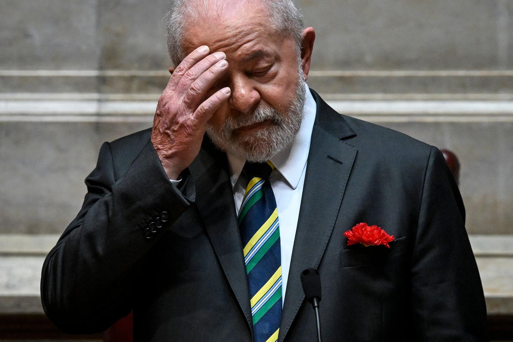 El presidente de Brasil, Luiz Inácio Lula da Silva, durante su intervención en el Parlamento portugués.
